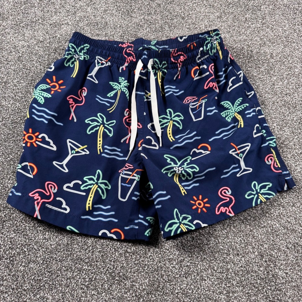 Chubbies Swim Trunks‎ Mens Small Navy Neon Flamingo Palm Tree 5.5 Inseam Shorts